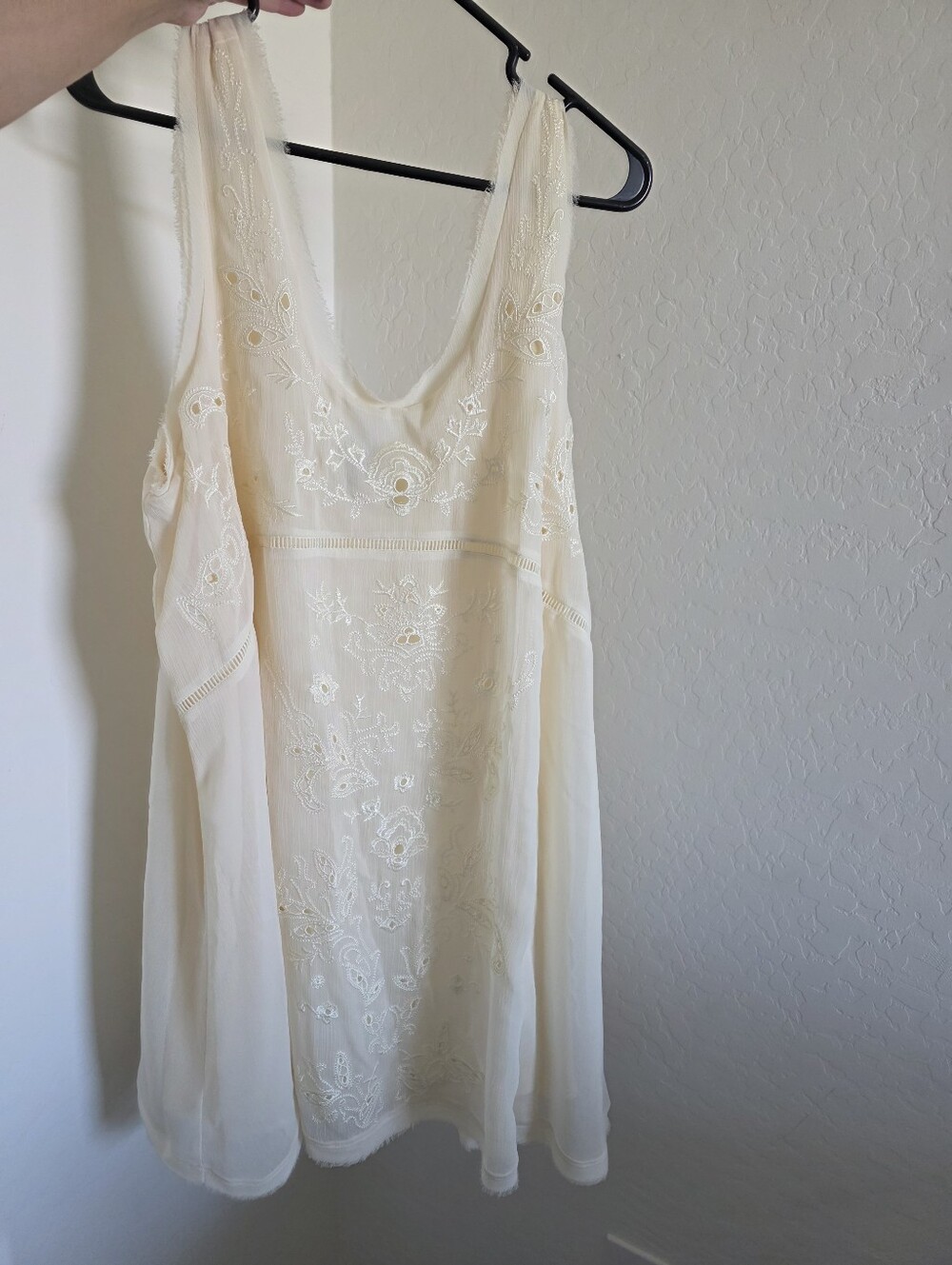 Scoop Ebroidered Sleeveless Pale Yellow Whimsy Flowy Dress XL